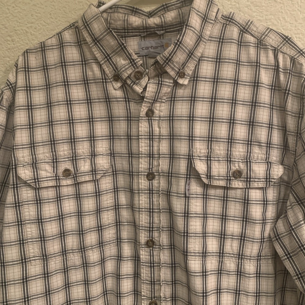 Men's XL CARHARTT Relaxed Fit Classic  Short Sleeve Casual Shirt Plaid